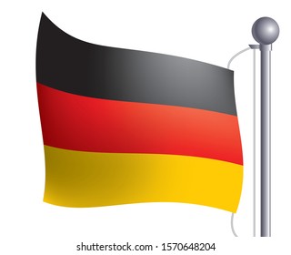 Illustration of national flag waving in the wind, German flag, vector data.