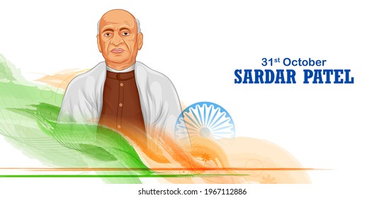 illustration of National Hero and freedom fighter Sardar Vallabhbhai Patel, Iron man of India for National Unity Day on 31 October