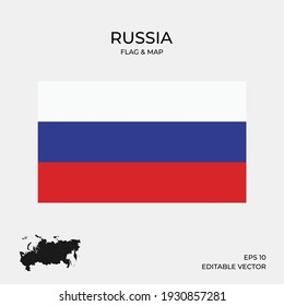 Illustration national map and flag of Russia