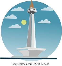 illustration of national monument building (monas) jakarta, indonesia, EPS file