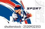 Illustration of national sports athlete showing a base ball player holding a base ball stick. Silhouette style design. national sports celebrations or base ball games