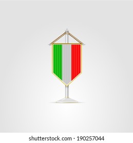 Illustration of national symbols of European countries. Italy. Pennon with the flag of Italy. Isolated vector illustration on white.