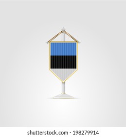 Illustration of national symbols of European countries. Estonia. Pennon with the flag of Estonia. Isolated vector illustration on white.