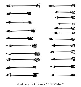 Illustration of native american arrows on white. Design element for poster, card, banner, flyer, menu. Vector illustration
