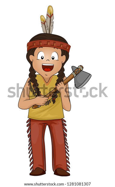 Illustration Native American Kid Boy Holding Stock Vector (Royalty Free ...