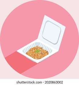 Illustration Of Natto, Japanese Fermented Soybeans. Vegetarians And Vegans Want To Eat Good Food And Diet