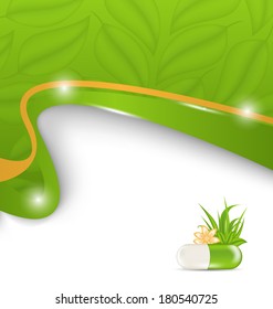 Illustration natural alternative medication, medical background - vector