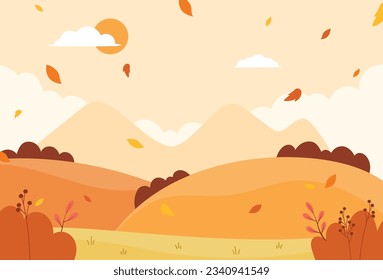 Ilustración del diseño vectorial de fondo natural del paisaje otoñal