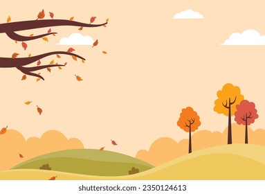 Illustration of natural autumn landscape background