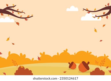 Illustration of natural autumn landscape background