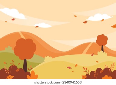 Illustration of natural autumn season landscape background vector design