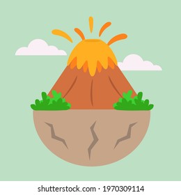 illustration of natural disaster, volcano vector with flat style