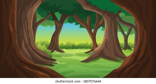 Illustration Natural Forest Morning Background Stock Vector (royalty 