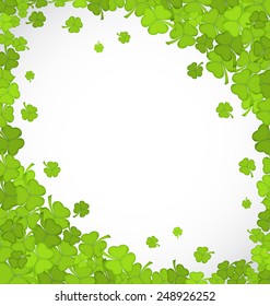 Illustration natural frame with clovers for St. Patrick's Day, copy space for your text - vector