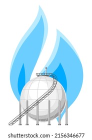 Illustration of natural gas storage facility. Industrial and business image.