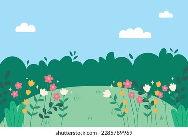 Ilustración del paisaje natural de primavera