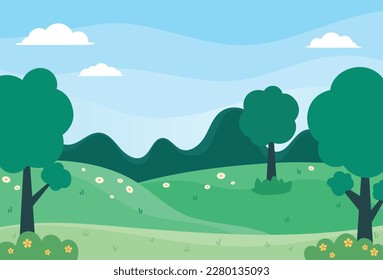 Ilustración del diseño vectorial de fondo de la estación de primavera natural