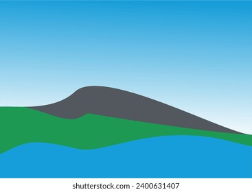 illustration of natural views of mountains, forests and oceans