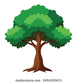 Ilustración del árbol grande de la Naturaleza en blanco