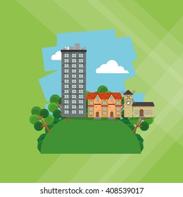 Illustration of nature city, vector design, building and real estate related