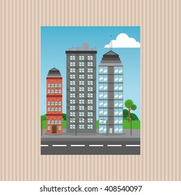 Illustration of nature city, vector design, building and real estate related