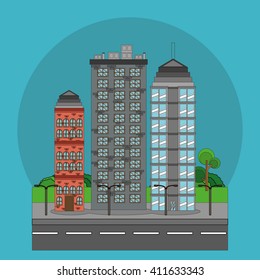 Illustration of nature city, vector design, building and real estate related