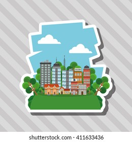 Illustration of nature city, vector design, building and real estate related