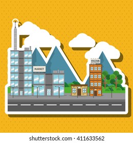 Illustration of nature city, vector design, building and real estate related