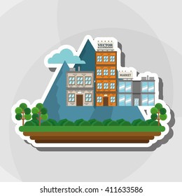 Illustration of nature city, vector design, building and real estate related