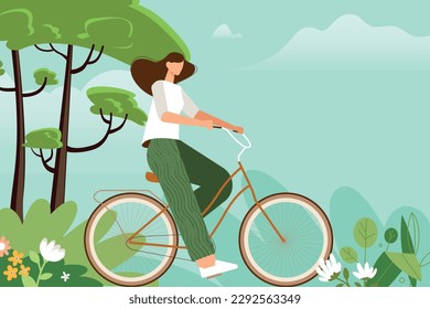 Illustration of nature, enjoyment of life, ecology. Vector concept for web banner, poster, marketing, social media, background.