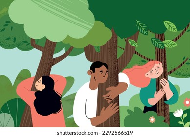 Illustration of nature, enjoyment of life, ecology. Vector concept for web banner, poster, marketing, social media, background.