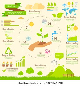 illustration of Nature infographics in flat style