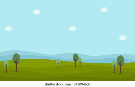 Illustration of nature landscape with hill