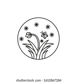 Illustration nature leaf and flower logo design vector badge sign frame 