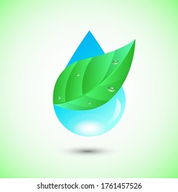 Illustration of Nature Leaf and Water Drop Simple Icon Logo. Good for your icon or logo