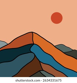 Illustration of nature and mountain icon beauty and landscape stock symbol for web