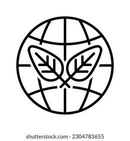 illustration of nature preservation, globe with leaf icon vector