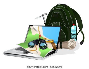 illustration of the navigation equipment and the tourist equipment