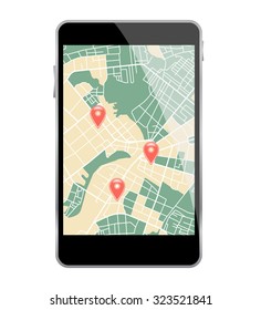 illustration of navigation icon set for GPS application. vector