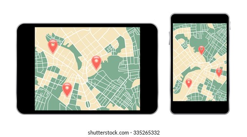 illustration of navigation icon set for GPS application. vector