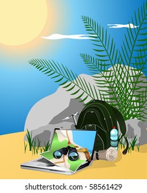 illustration of navigation at the travel, stop for rest