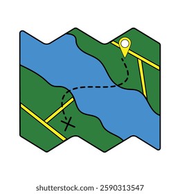 Illustration of a Navigational Map with Route