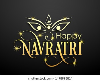 Illustration of Navratri with beautiful calligraphy.