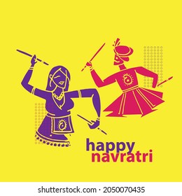 illustration of Navratri Couple Dance with traditional clothes, Abstract Navratri Sketch, Drawing of Garba Dance, Dandiya Night, Garba Background, Happy Navratri Poster
