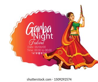 Illustration Navratri Festival Couple Playing Dandiya Stock Vector ...