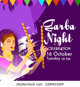 Illustration Of Navratri Garba Celebration poster Or Banner Template Design.