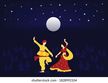 illustration navratri garba night vector background