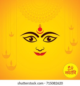 Illustration of Navratri utsav greeting card with hindi text shubh