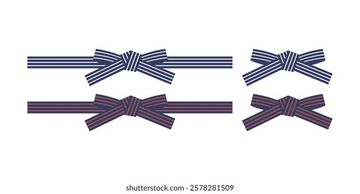 Illustration of a navy blue and striped obi that can be used for sake breweries and sake etc.