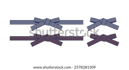 Illustration of a navy blue and striped obi that can be used for sake breweries and sake etc.
